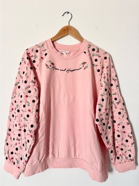 Cath Kidston Hope and Happiness Embroidered Sweatshirt Pink Size XL